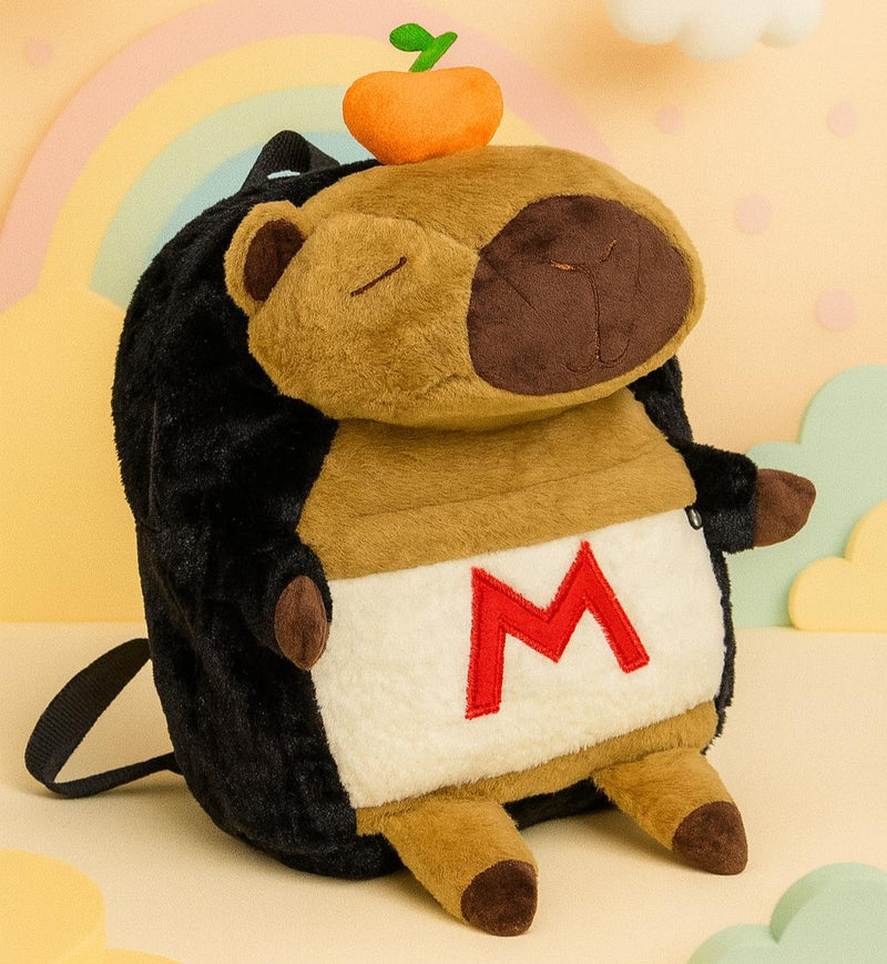 Mochila Infantil Capivara Pelúcia Menina Criança Bolsa Feminina Escola Escolar Passeio