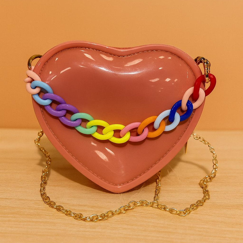 Bolsa Infantil Menina Criança Coração Bolsinha Pequena Feminina Blogueira Festa Ombro Passeio