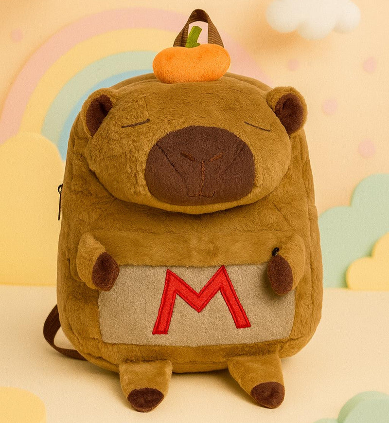 Mochila Infantil Capivara Pelúcia Menina Criança Bolsa Feminina Escola Escolar Passeio