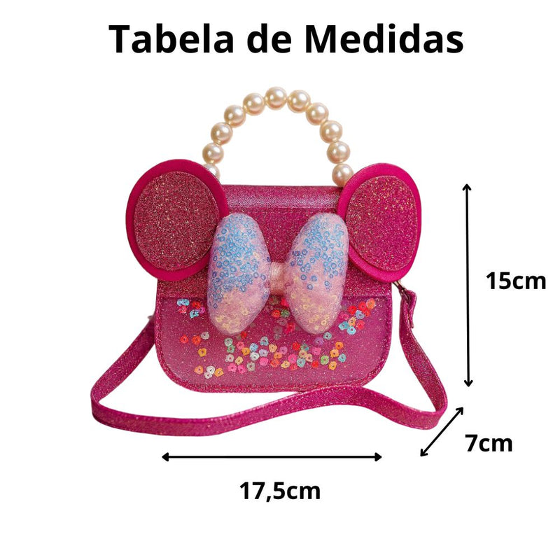 Bolsa Infantil Menina Criança Minnie Disney Bolsinha Pequena Feminina Blogueira Festa Ombro Passeio