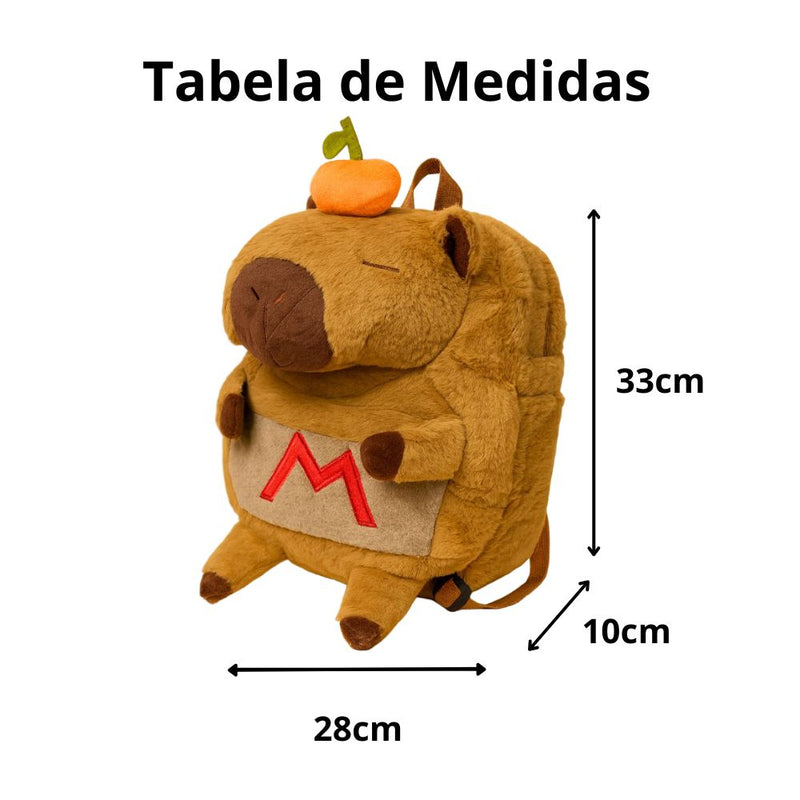 Mochila Infantil Capivara Pelúcia Menina Criança Bolsa Feminina Escola Escolar Passeio